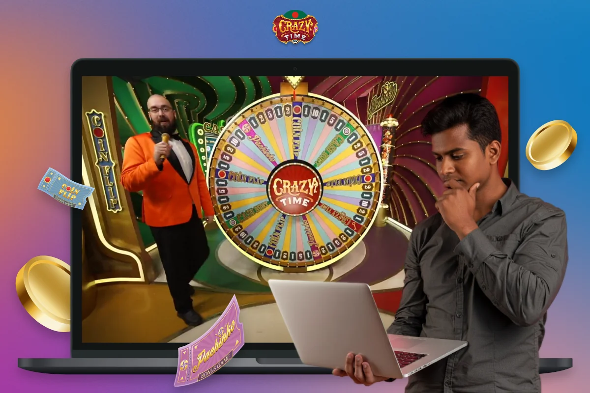 Crazy Time in Bangladesh is an exciting game show with live hosts, lots of bonuses, and unique game mechanics
